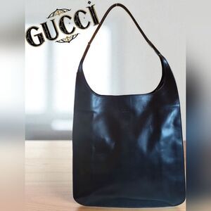 Gucci Black Leather Hobo Shoulder Bag